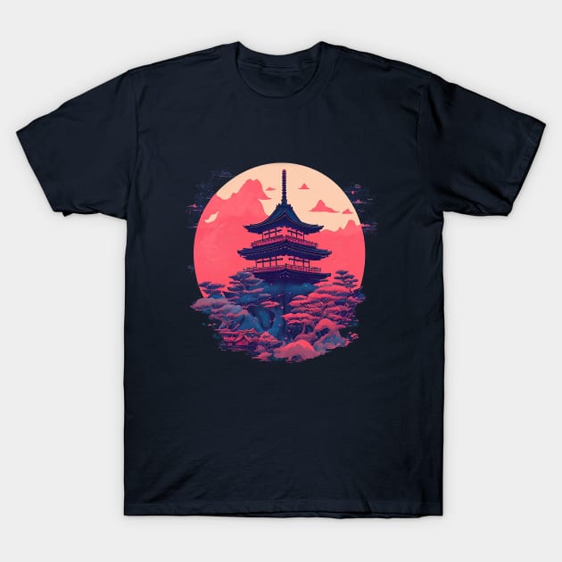 Enigmatic Japan City digital art T-Shirt by deepofficial